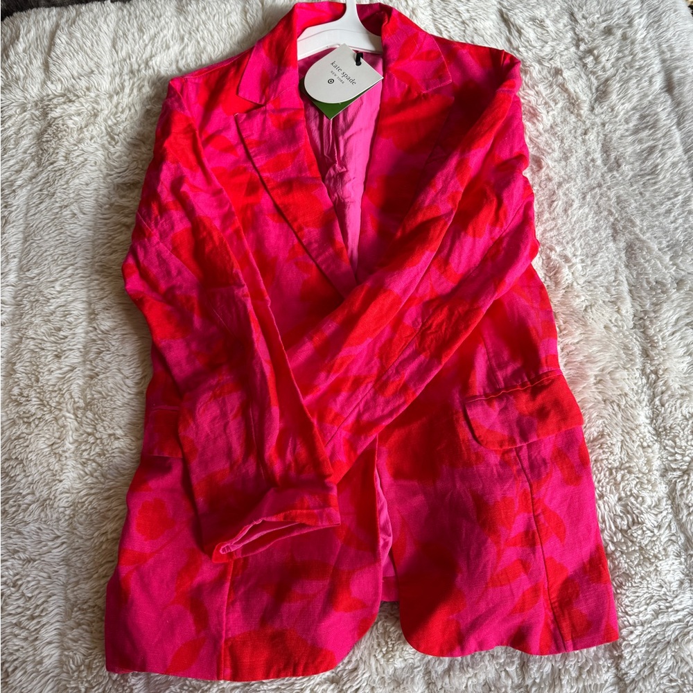 Kate Spade for Target Rose Linen Blazer Vibrant Pink Red Women's Jacket S